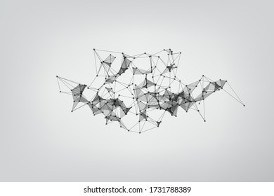 abstract low poly lines mesh white. Background Technology connecting dots and line.