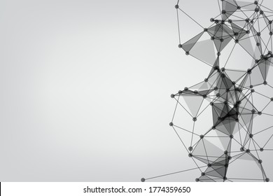 abstract low poly lines mesh white. Background Technology connecting dots and line.