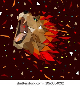 Abstract of Low poly lion with line connecting network,animal geometric concept,vector.