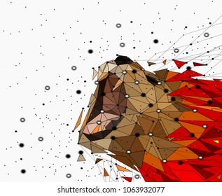 Abstract of Low poly lion with point connecting network,animal geometric concept,vector