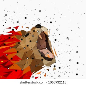 Abstract of Low poly lion with point connecting network,animal geometric concept,vector