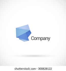 Abstract low poly, logo design vector template.