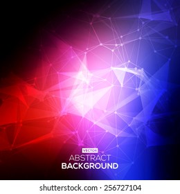 Abstract Low poly, Molecule And Communication Background. Abstract colorfull bright technology vector background. Connection structure. Vector science background. Polygonal vector background.