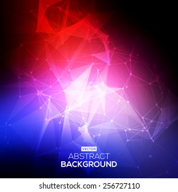 Abstract Low poly, Molecule And Communication Background. Abstract colorfull bright technology vector background. Connection structure. Vector science background. Polygonal vector background.