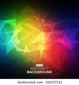 Abstract Low poly, Molecule And Communication Background. Abstract colorfull bright technology vector background. Connection structure. Vector science background. Polygonal vector background.