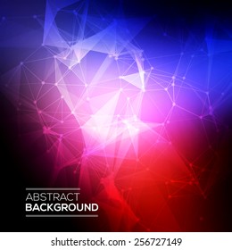 Abstract Low poly, Molecule And Communication Background. Abstract colorfull bright technology vector background. Connection structure. Vector science background. Polygonal vector background.