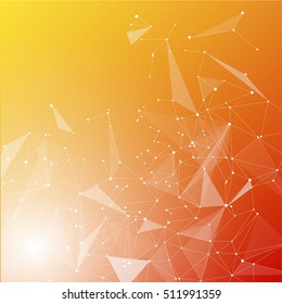 Abstract low poly Orange bright technology vector background.