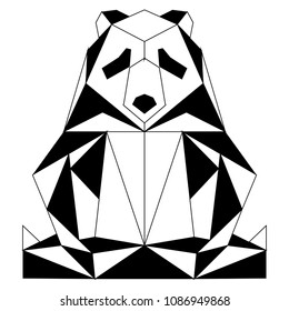 Abstract low poly panda icon