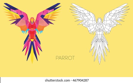 Abstract Low Poly Parrot. Stylization vector illustration 