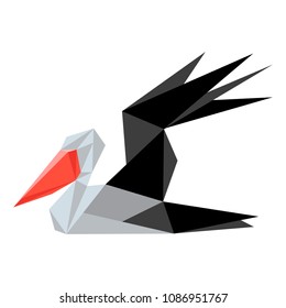 Abstract low poly pelican icon