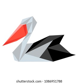 Abstract low poly pelican icon