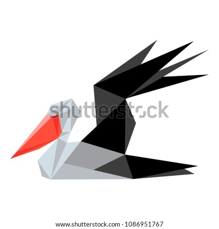 Abstract low poly pelican icon