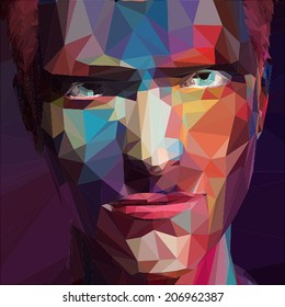 Abstract Low Poly, Pop Art Portrait Man.