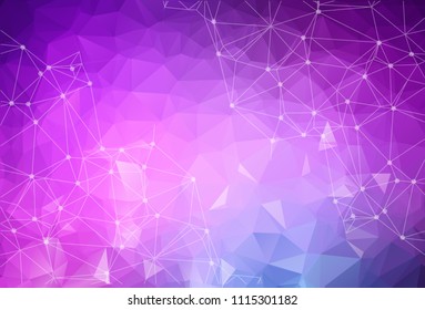 Abstract low poly Purple Blue technology vector background. Connection structure. Vector data science background. Polygonal vector background. Molecule And Communication Background.