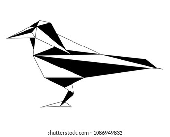 Abstract low poly raven icon