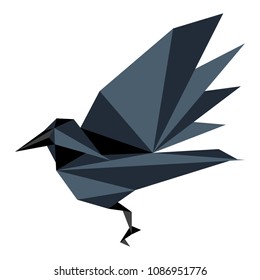 Abstract low poly raven icon