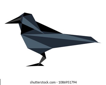 Abstract low poly raven icon