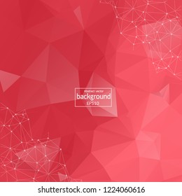 Abstract low poly Red technology vector background. Connection structure. Vector data science background. Polygonal vector background. Molecule And Communication Background.