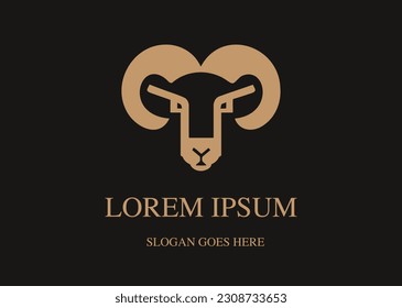 Abstraktes Low-Poly-Schafe-Lamm-Logo-Design-Vorlage Gold auf Schwarz, eid-adha-Grußkartendesign 