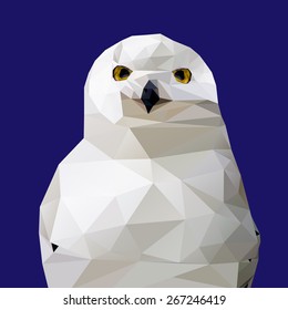 Abstract Low Poly Snowy Owl, (Bubo scandiacus) - Vector Illustration