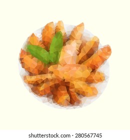 Abstract Low poly Spanish tapas, "patatas bravas". Vector Illustration
