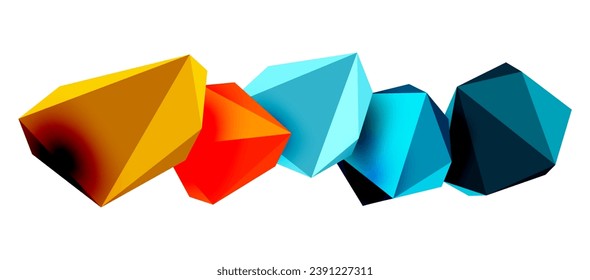 Abstract low poly stone design. Geometric 3d vector design element