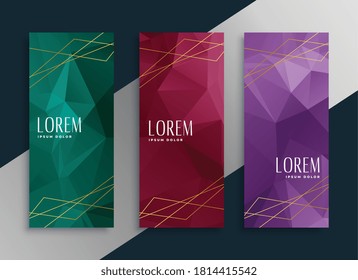 abstract low poly style premium banners set