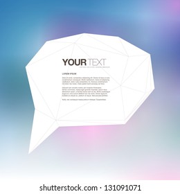 Abstract low poly style speech bubble design vector with your text