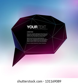 Abstract low poly style speech bubble design vector with your text