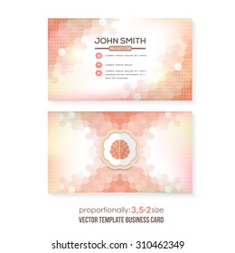 Abstract Low Poly Style Summer or Hot Colors Hexagon Elements Business Card Design Template