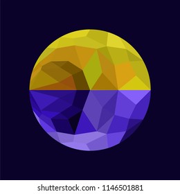 abstract low poly of sunset color behind the sea