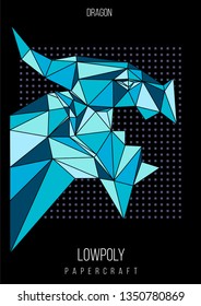 abstract low poly template. Poster with poligonal animal. Layout with modern art elements.