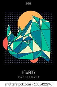 abstract low poly template. Poster with poligonal animal. Layout with modern art elements.