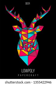 abstract low poly template. Poster with poligonal animal. Layout with modern art elements.