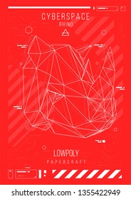 abstract low poly template. Poster with poligonal animal. Layout with futuristic HUD elements.