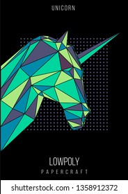 abstract low poly template. Poster with poligonal animal. Layout with modern art elements.