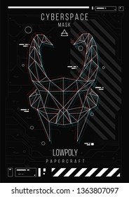 abstract low poly template. Poster with poligonal animal. Layout with futuristic HUD elements.