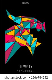 abstract low poly template. Poster with poligonal animal. Layout with modern art elements.