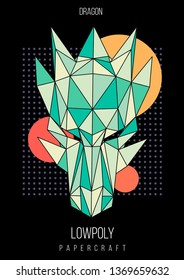 abstract low poly template. Poster with poligonal animal. Layout with modern art elements.