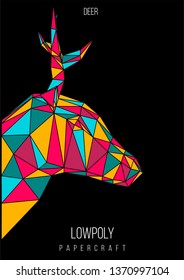 abstract low poly template. Poster with poligonal animal. Layout with modern art elements.