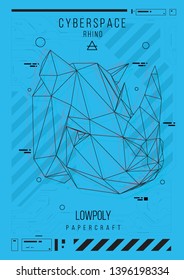 abstract low poly template. Poster with poligonal animal. Layout with futuristic HUD elements.