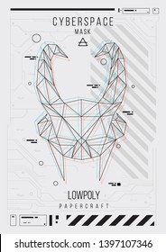 abstract low poly template. Poster with poligonal animal. Layout with futuristic HUD elements.