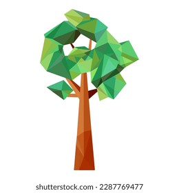 Abstract low poly tree icon isolated. Geometric polygonal style. 3d low poly. Stylized design element. Design for poster, flyer, cover, brochure.