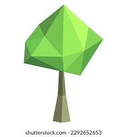 Abstraktes Low-Poly-Baumsymbol einzeln. Geometrischer polygonaler Stil. 3d Low-Poly-Systeme. Stilvolles Design. Design für Poster, Flyer, Cover, Broschüre.