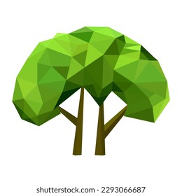 Abstract low poly tree icon isolated. Geometric polygonal style. 3d low poly. Stylized design element. Design for poster, flyer, cover, brochure.
