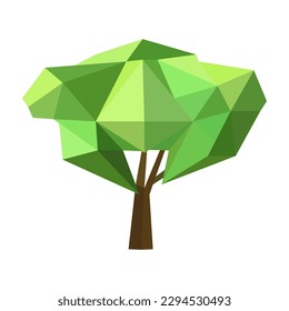 Abstract low poly tree icon isolated. Geometric polygonal style. 3d low poly. Stylized design element. Design for poster, flyer, cover, brochure.