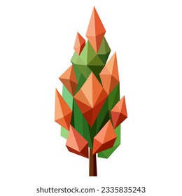 Abstract low poly tree icon isolated. Geometric forest polygonal style. 3d low poly symbol. Stylized eco design element. Design for poster, flyer, cover, brochure. Vector illustration