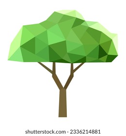 Resumen de un icono de árbol de poli bajo aislado. Estilo poligonal del bosque geométrico. 3d símbolo de polos bajos. Elemento de diseño ecológico estilizado. Diseño de afiches, volantes, portada, folleto. Ilustración del vector