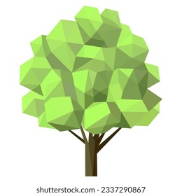 Abstract low poly tree icon isolated. Geometric forest polygonal style. 3d low poly symbol. Stylized eco design element. Design for poster, flyer, cover, brochure. Vector illustration