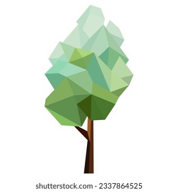 Abstract low poly tree icon isolated. Geometric forest polygonal style. 3d low poly symbol. Stylized eco design element. Design for poster, flyer, cover, brochure. Vector illustration